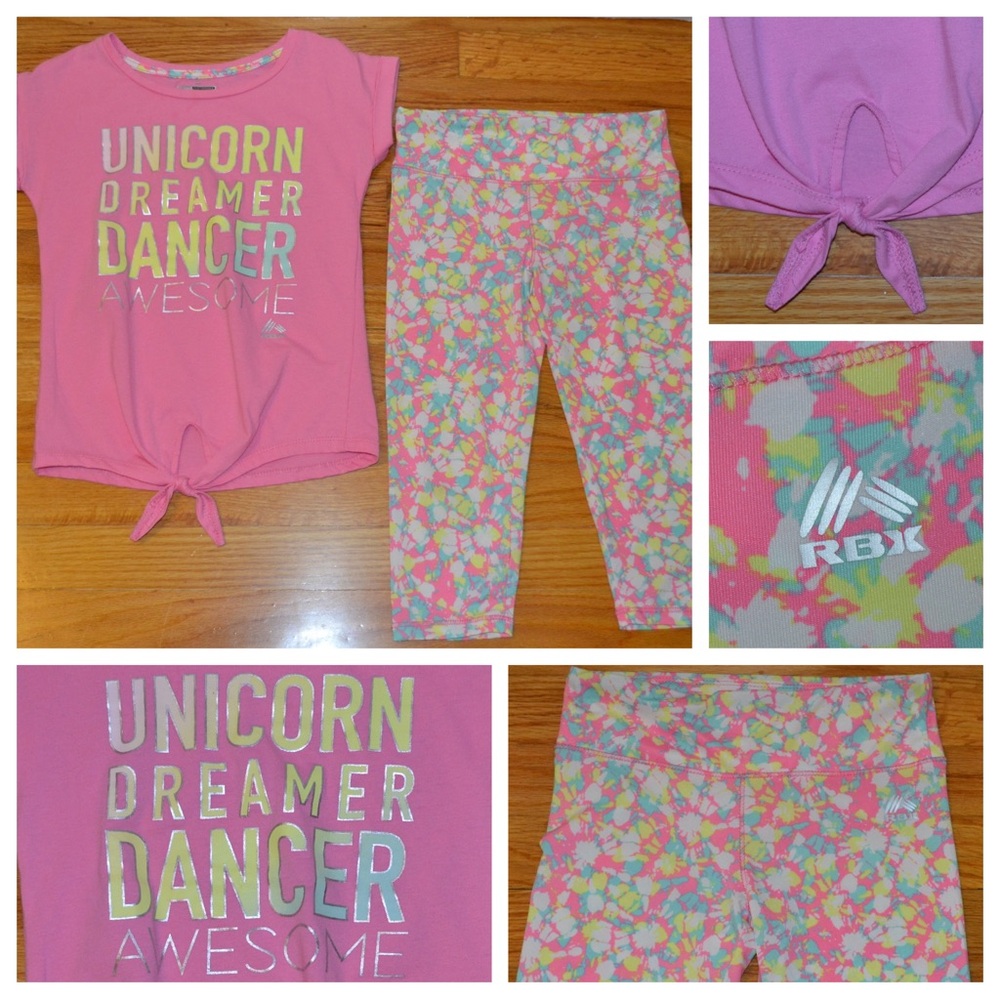 Youth girls RBX athletic shirt and pant set, size S 7/8